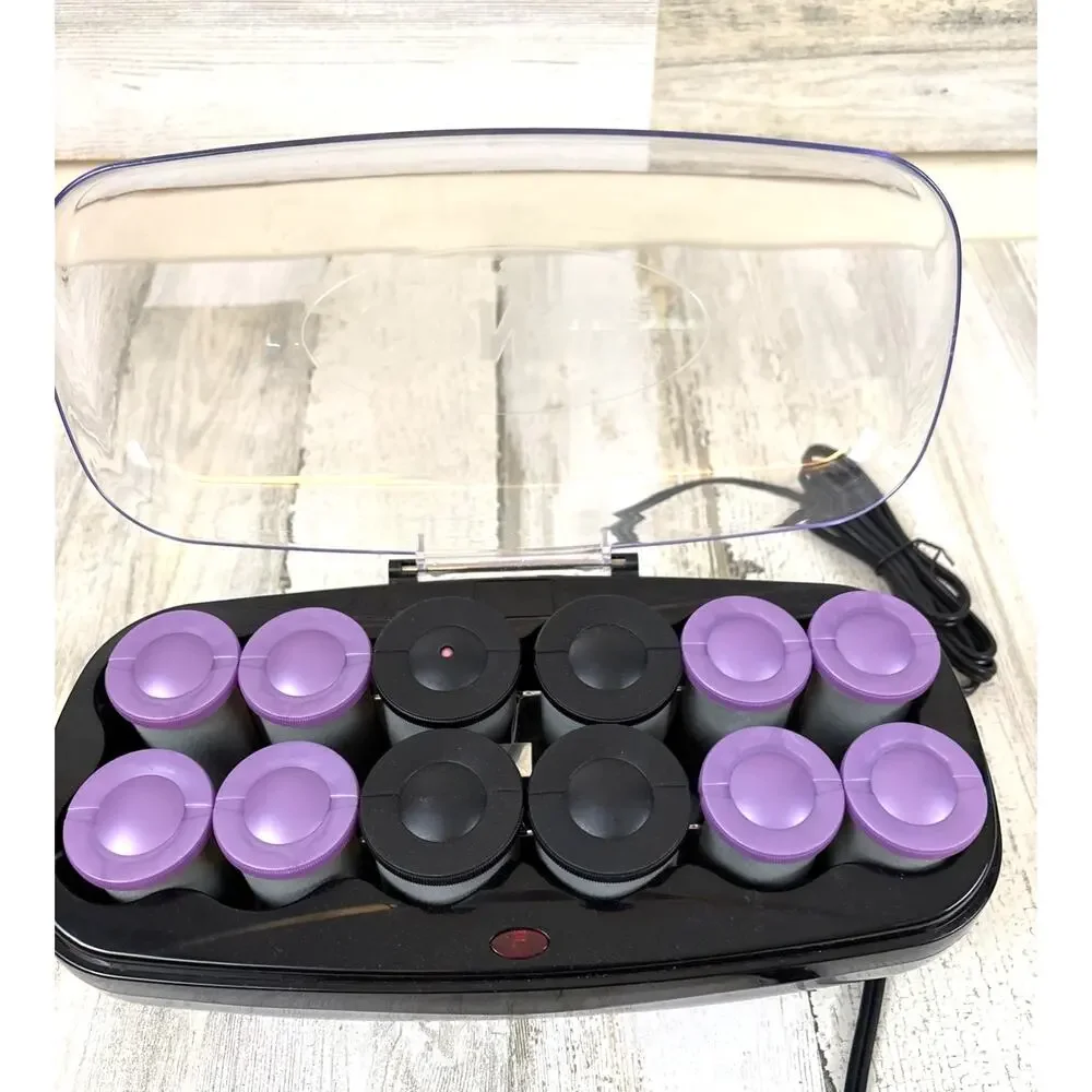 Conair CHV14JXR 12 Pc Jumbo Ceramic Heated Hair Roller Set Flocked NEW